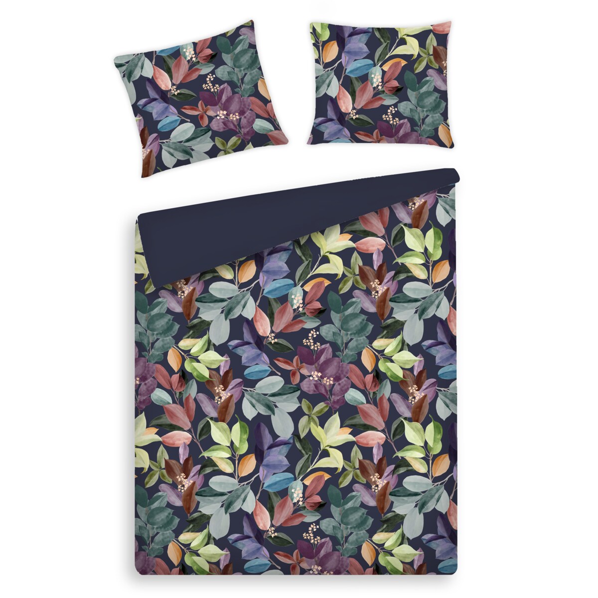 Pościel z bawełny satynowej Tenora 160x200 cm z motywem liściastym