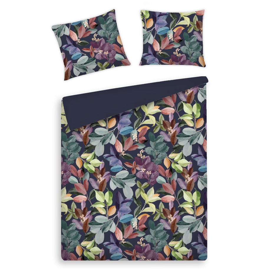 Pościel z bawełny satynowej Tenora 160x200 cm z motywem liściastym