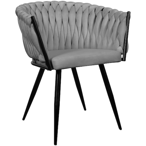 Krzesło tapicerowane do salonu glamour welurowe plecione