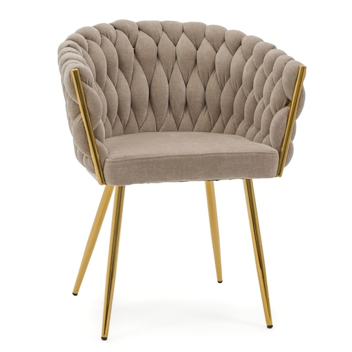 Krzesło tapicerowane tkanina szenilowa ROSA PREMIUM beżowe