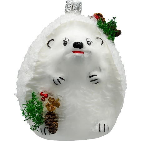 Bombka choinkowa: Jeż z leśnymi ozdobami, szyszkami i mchem