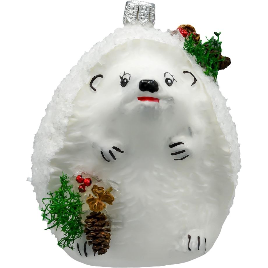 Bombka choinkowa: Jeż z leśnymi ozdobami, szyszkami i mchem