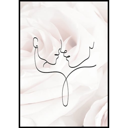plakat line art prawie pocałunek 70x100 cm