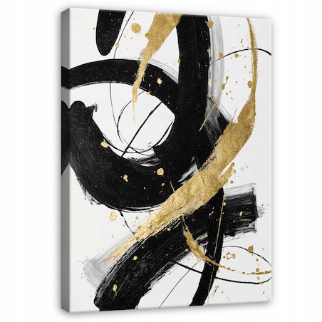 OBRAZ ABSTRAKCJA ZŁOTY GLAMOUR CZARNY DO SYPIALNI SALONU NA PŁÓTNIE 120x80
