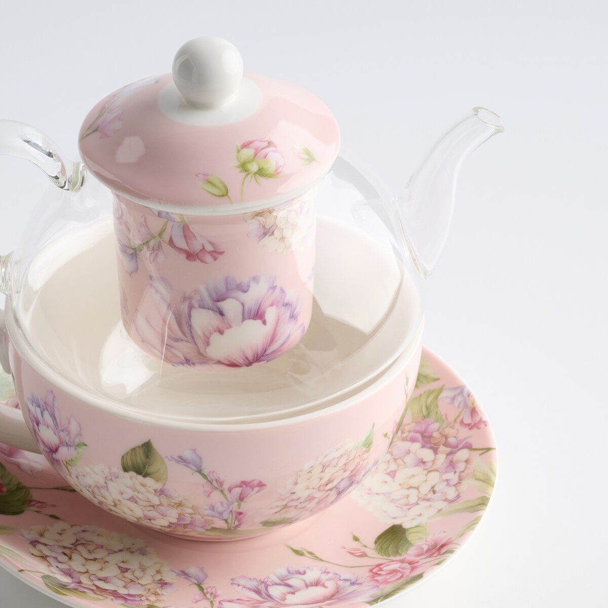 Czajniczek Z Filiżanką Tensianis z motywem kwiatowym