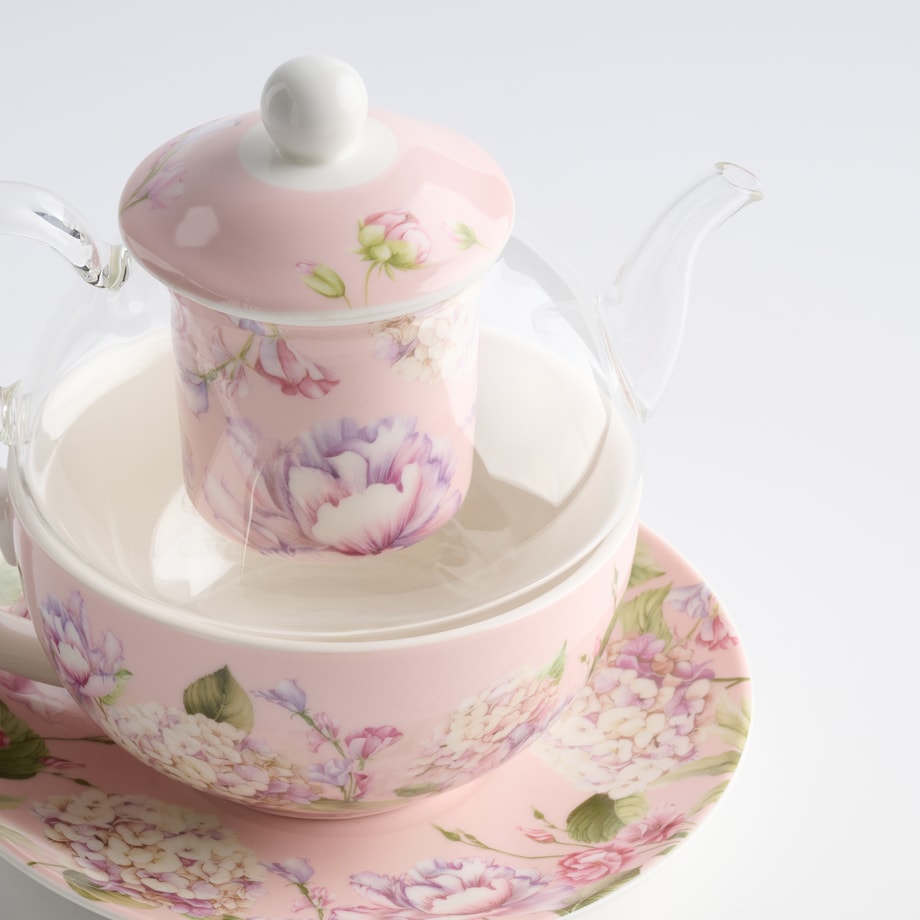 Czajniczek Z Filiżanką Tensianis z motywem kwiatowym