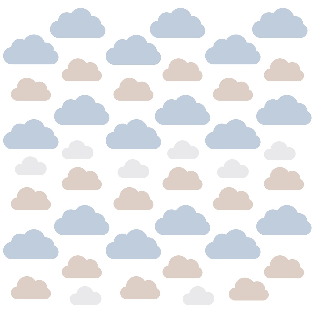 Naklejki Na Ścianę Dla Dzieci Niebieskie Chmurki Beżowe Chmury Boho Zestaw 60x30cm