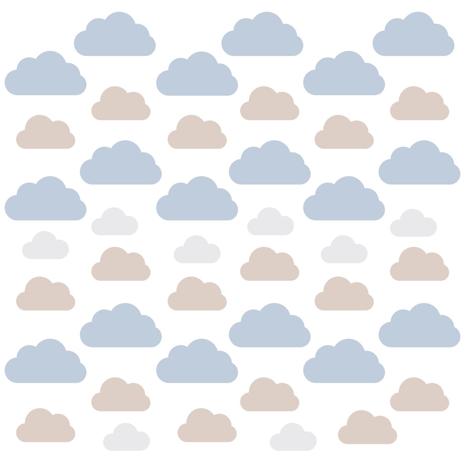 Naklejki Na Ścianę Dla Dzieci Niebieskie Chmurki Beżowe Chmury Boho Zestaw 60x30cm