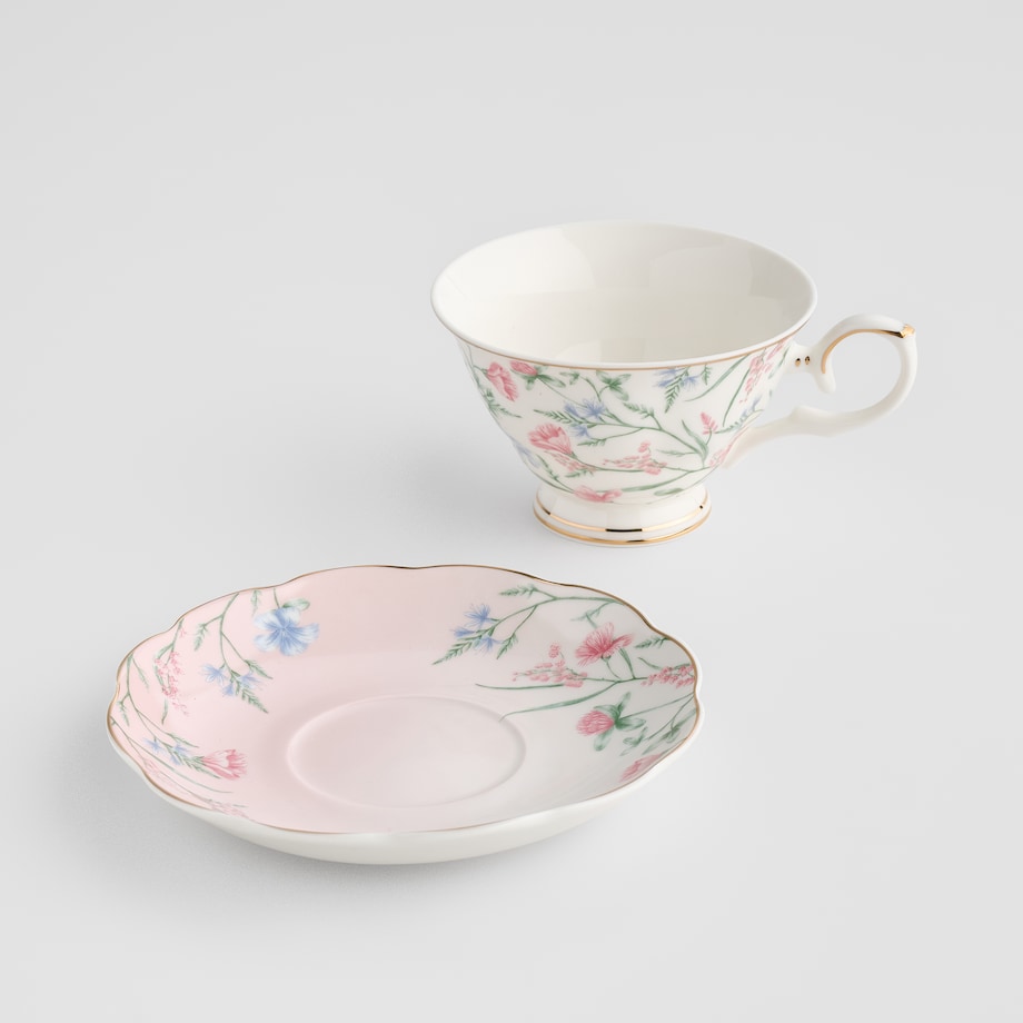 Filiżanka Ze Spodkiem Kiros z motywem kwiatowym