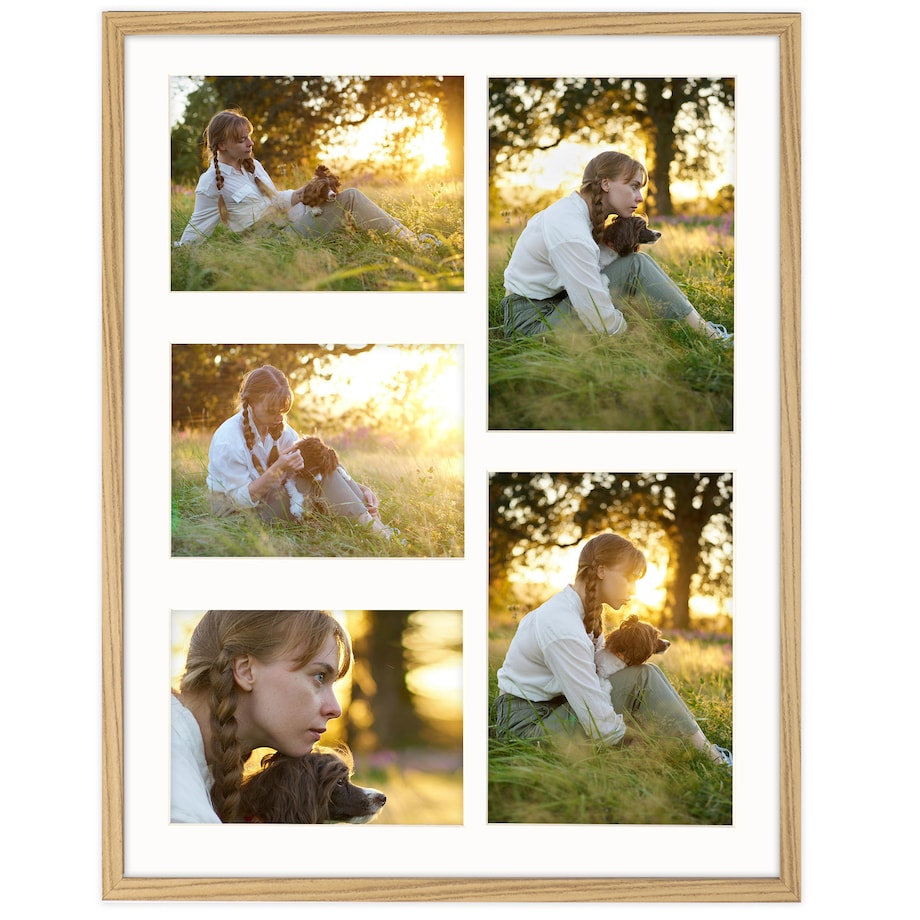 Ramka na zdjęcia 2x 15x21 3x 13x18 dębowa galeria na 5 zdjęć multirama 40x50 cm FRAMAI
