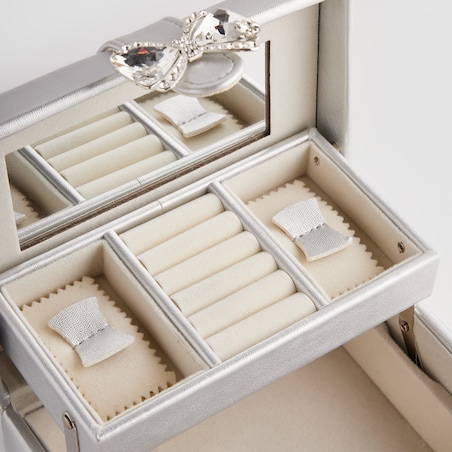 Szkatułka z lustrem, szufladkami i przegródkami Lara 18x14 cm