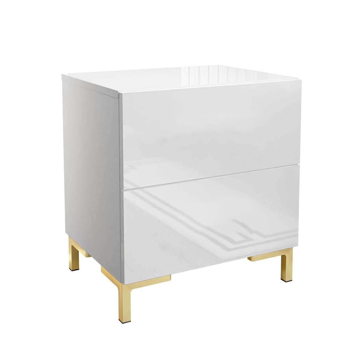 Lukmebel Stolik nocny LINA LUX 45x50x38,5 cm biały połysk z LED