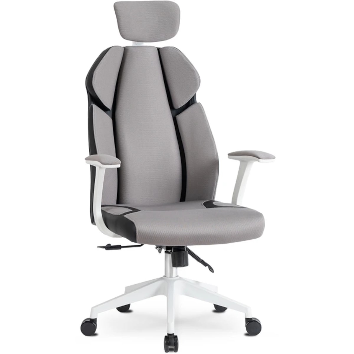 Fotel Biurowy Obrotowy Krzesło Do Biurka Ergonomiczny Szary Biały DUNCAN