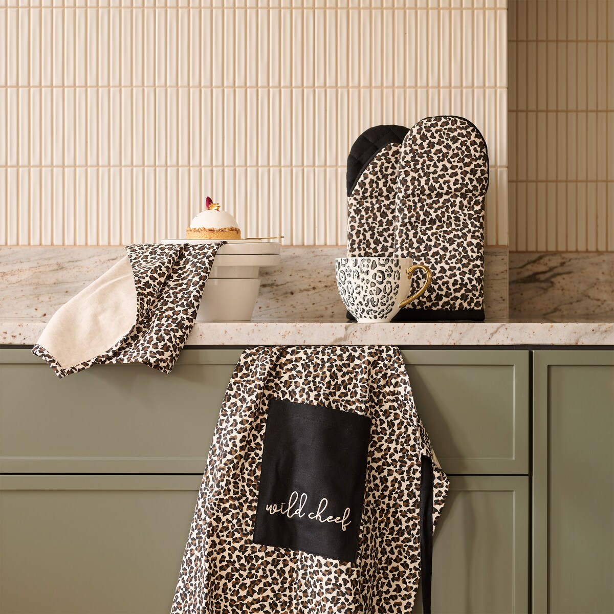 Komplet Ścierek Panter 45x65 cm z motywem zwierzęcym