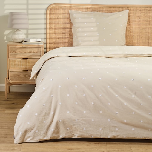 Pościel bawełniana z lamówką Sheeperiso 140x200 cm z motywem baranka