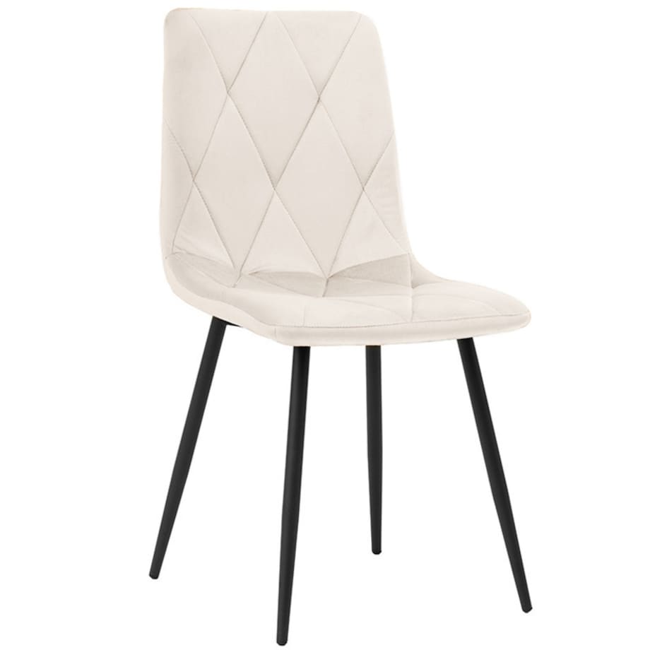 Krzesło tapicerowane welurowe beżowe do salonu jadalni