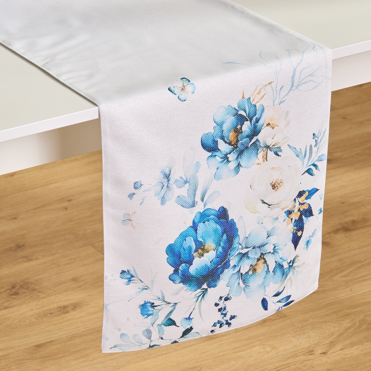 Bieżnik z nadrukiem Cyanelis 40x180 cm z motywem kwiatowym