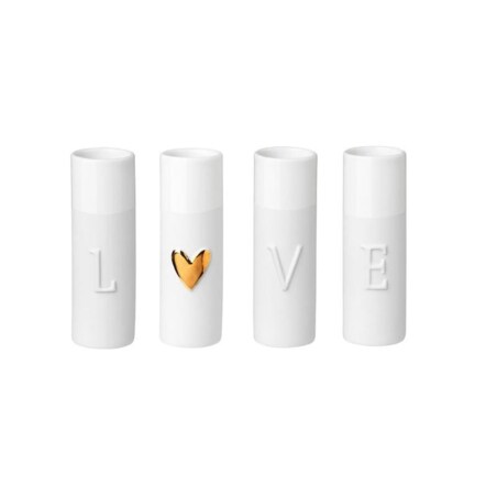 Zestaw 4 wazoników - love, Porcelana