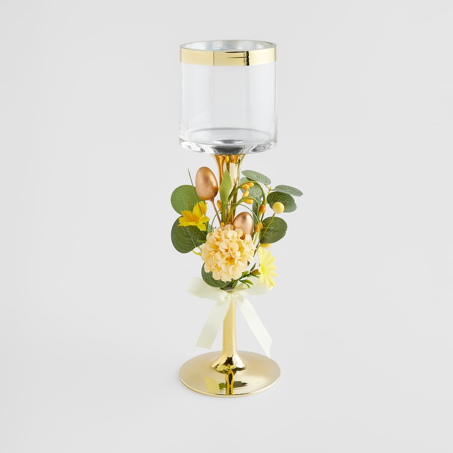 Świecznik Giallo z motywem roślinnym i jajka