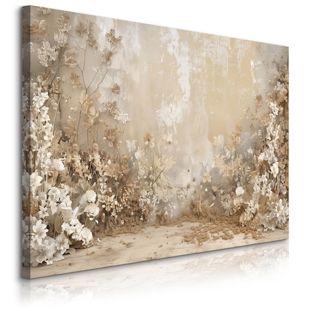 Obraz Ścienny Do Salonu Dzikie Kwiaty Natura Abstrakcja Beton Retro 120x80cm