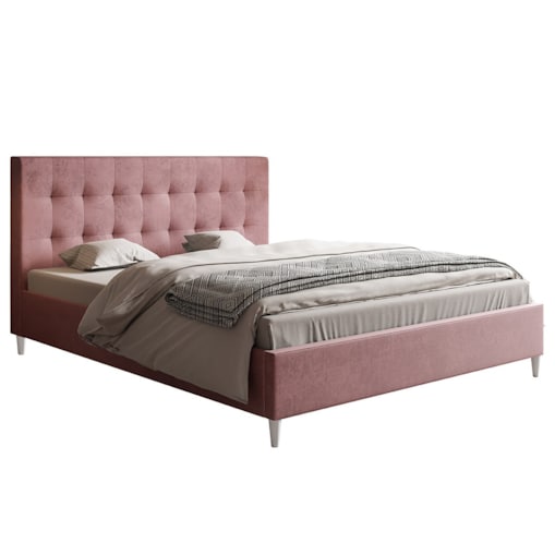 Łóżko tapicerowane 140x200 LUXO 4 do pokoju młodzieżowego- różowe