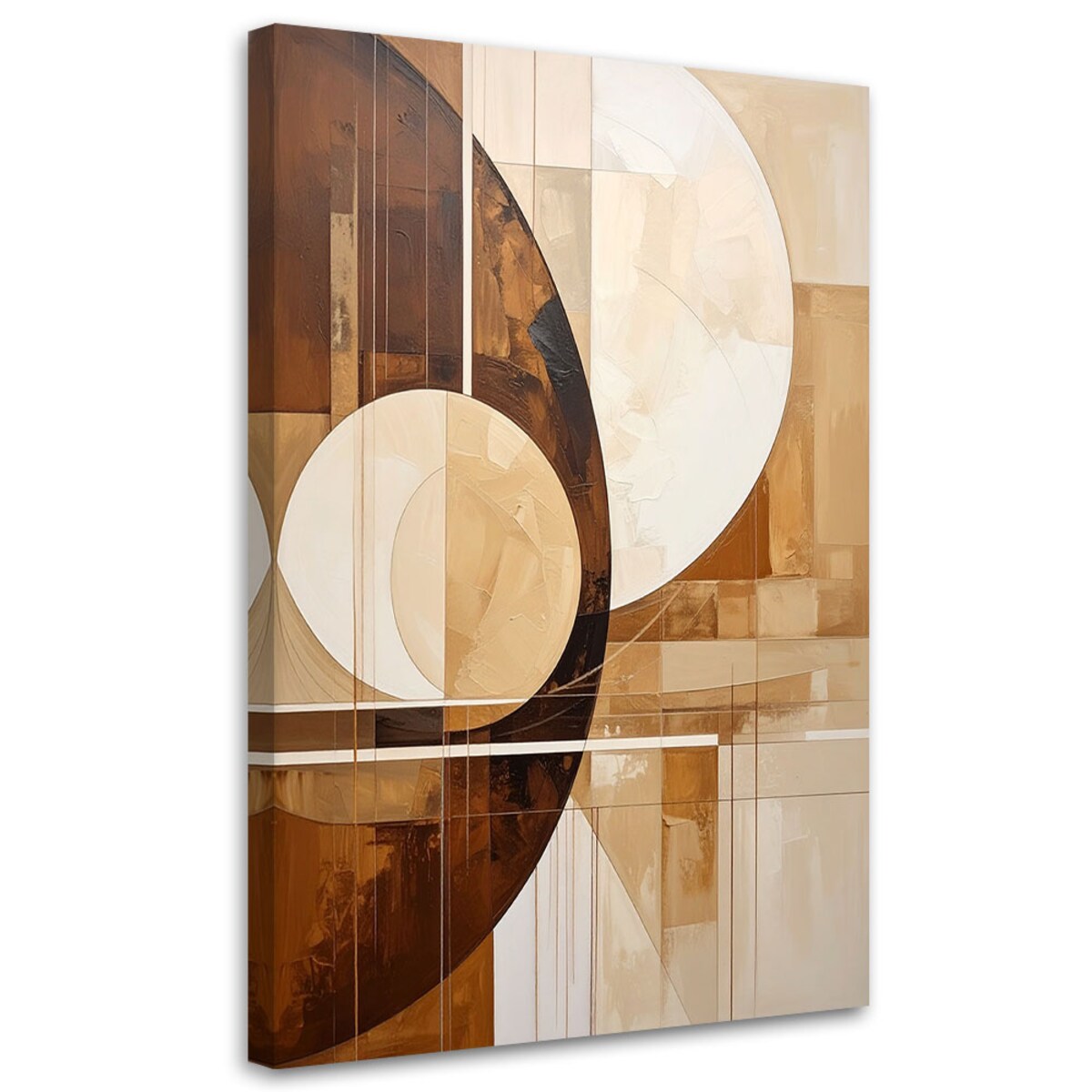 Obraz do salonu sypialni kuchni, Abstrakcyjne koła kształty w odcieniach beżu i brązu