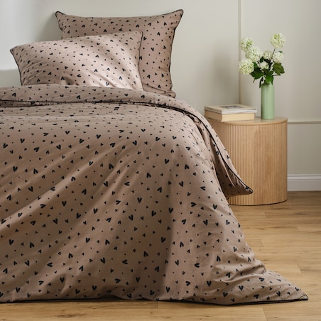 Pościel z bawełny satynowej z lamówką Malorina 160x200 cm z motywem serca