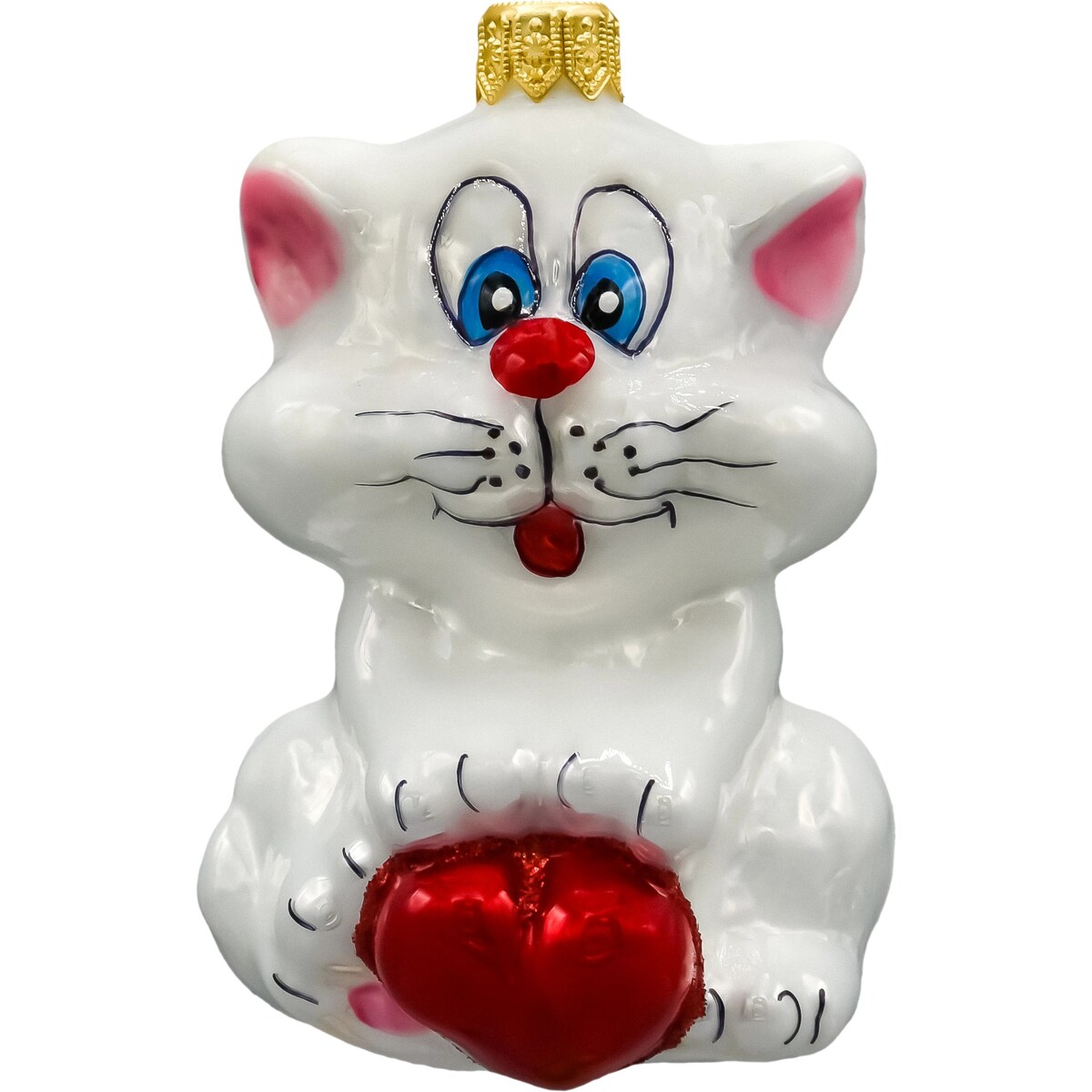 Bombka choinkowa: Kot z sercem: biały