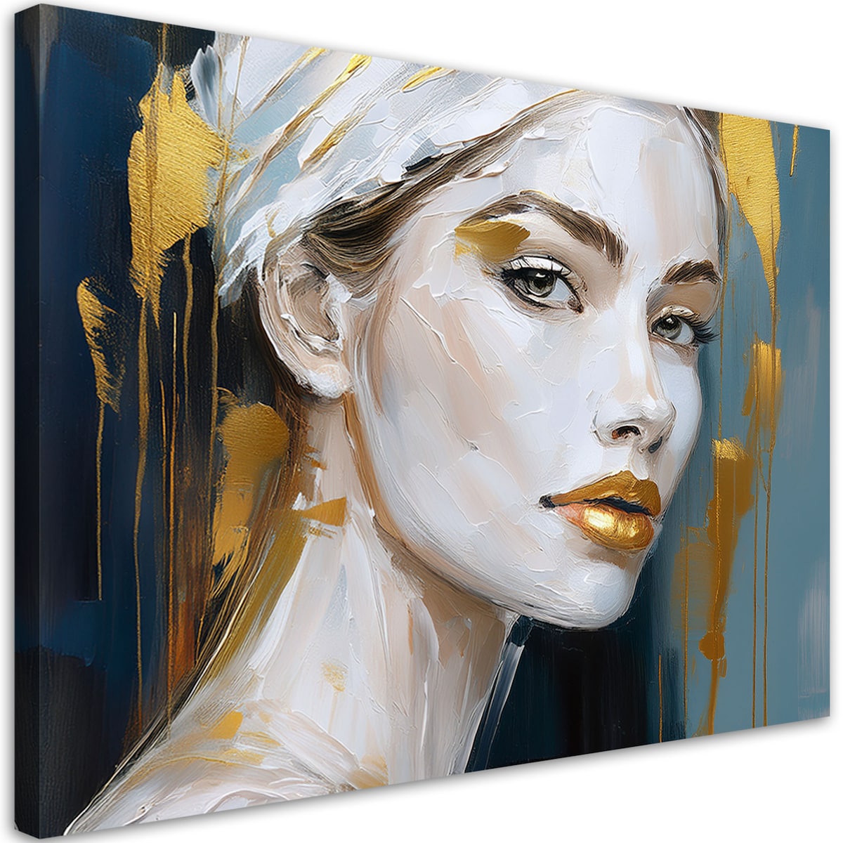 Feeby Obraz do salonu nowoczesny, Portret kobiety złoty glamour 60x40