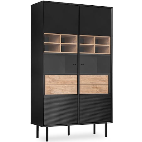 KONSIMO LOFTY Dwudrzwiowa witryna na wysokich nogach w stylu loft