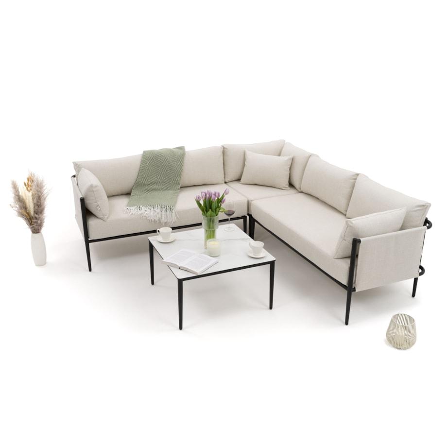 Zestaw mebli ogrodowych aluminiowe nowoczesne narożnik BELIZE beżowo białe