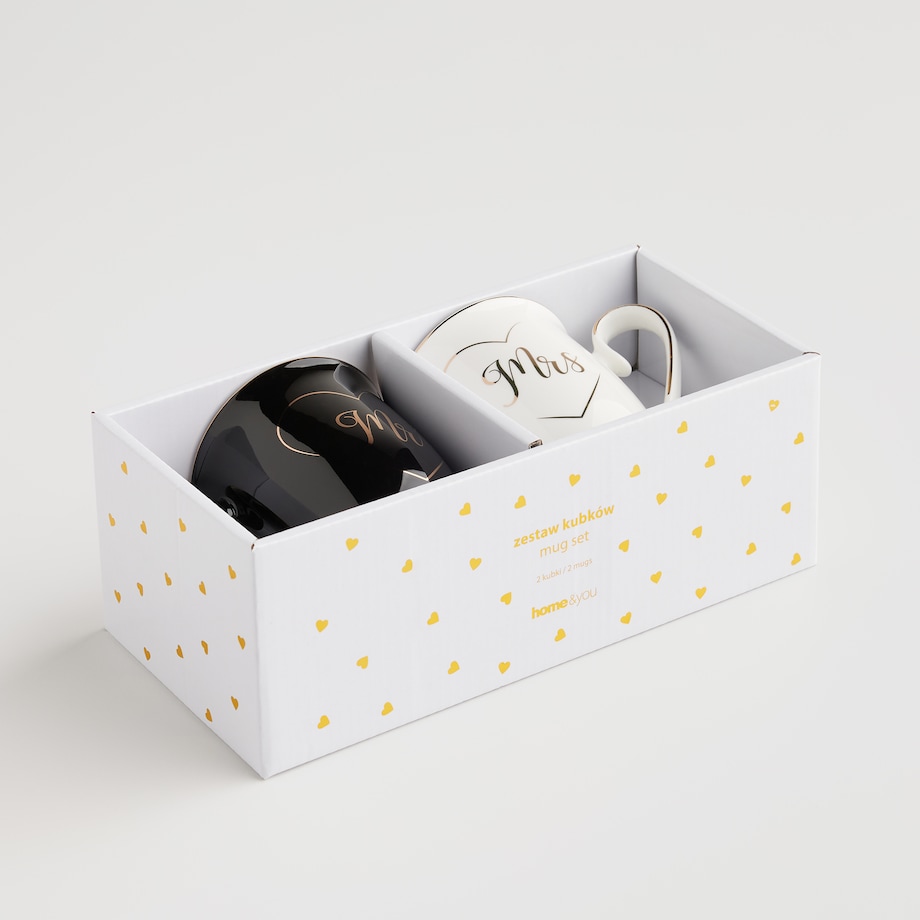 Komplet kubków dla pary Romancer z motywem serc