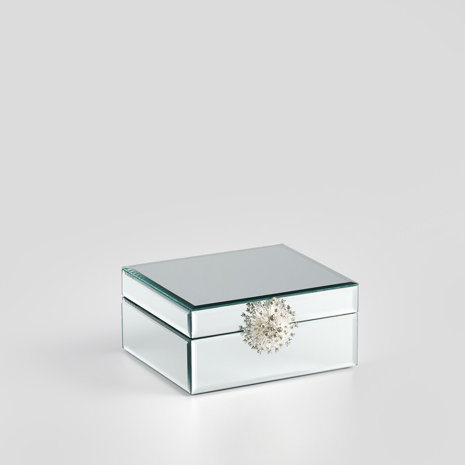 Szklana szkatułka na biżuterię z ozdobnym zapięciem mirro