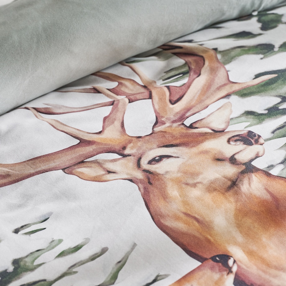 Pościel z bawełny satynowej Hivrosi 160x200 cm z motywem zwierząt leśnych