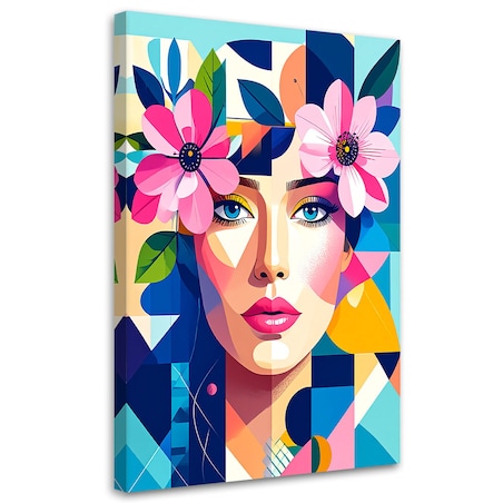 Obraz do salonu sypialni, Portret Kobiety inspirowany bauhausem 60x90