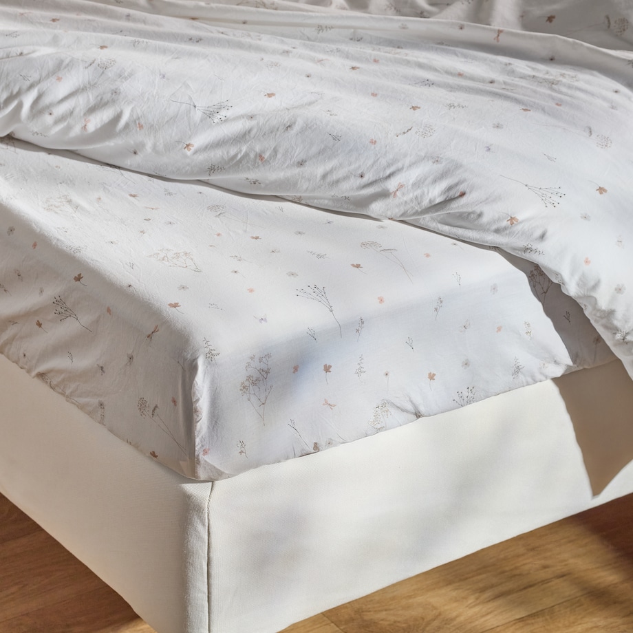 Prześcieradło bawełniane z gumką Dorana 160x200 cm z wzorem kwiatowym