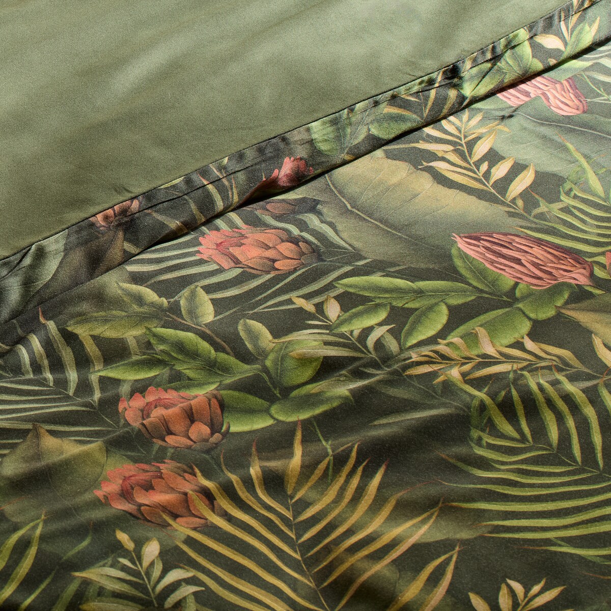 Pościel z bawełny satynowej Tropini 160x200 cm z motywem tropikalnym