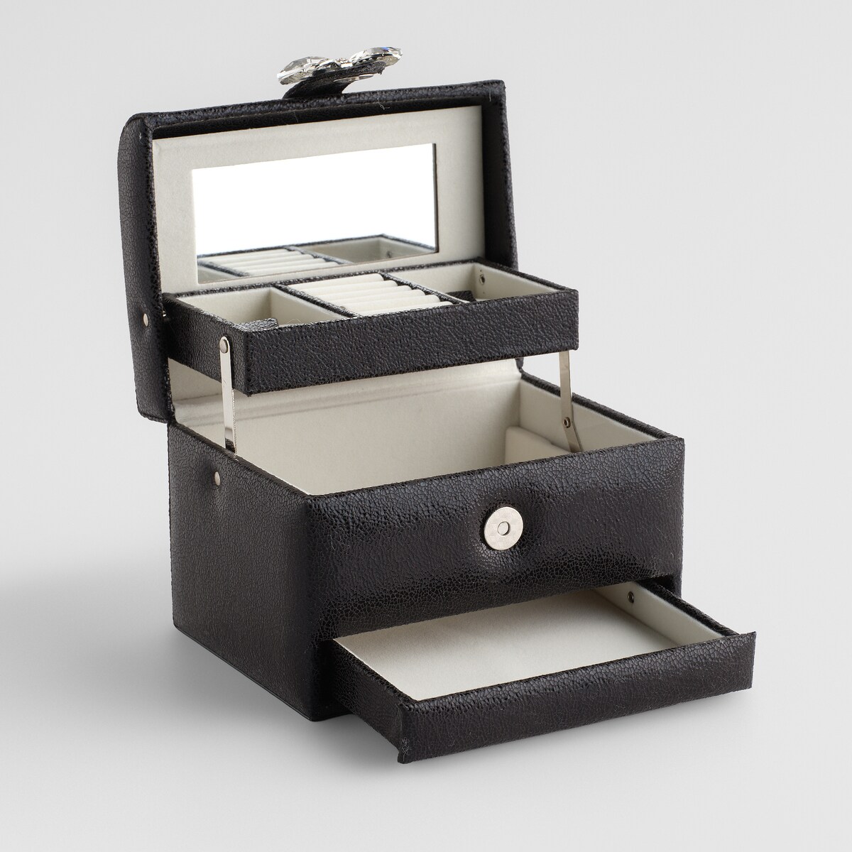 Szkatułka z lustrem, szufladkami i przegródkami Lara 18x14 cm