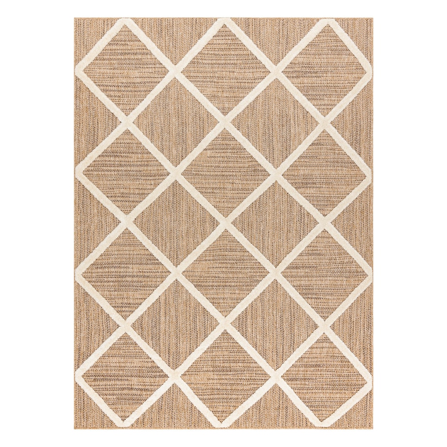 Dywan SPARK 0708A beż / krem - Kratka, romby 80x150 cm