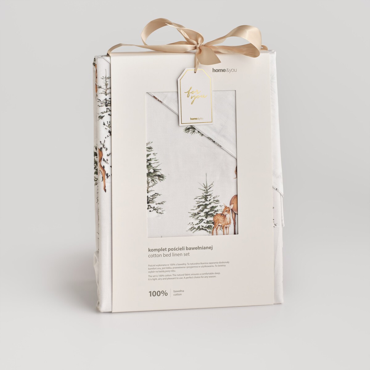 Pościel Bawełniana Hivros 160x200 cm z motywem zwierząt leśnych