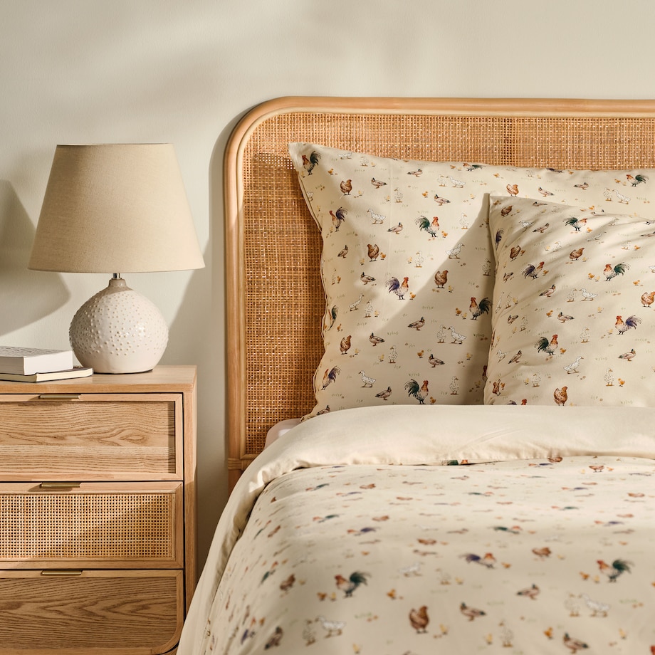 Pościel z bawełny satynowej Alti 200x220 cm z motywem kurczaka