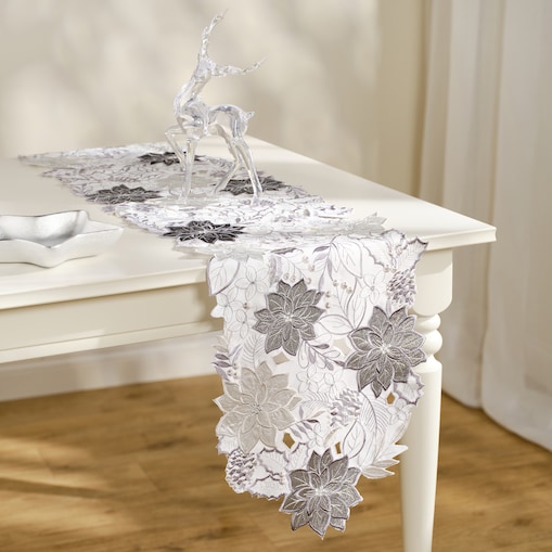 Bieżnik Haftowany Flocony 33x175 cm