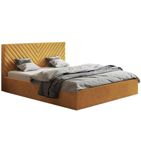 Łóżko sypialniane 180x200 OLDO 8 tapicerowane, z pojemnikiem- musztardowe