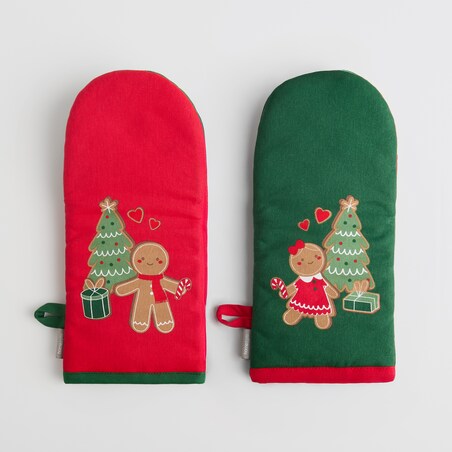 Komplet Rękawic Kuchennych Ginno 14x30 cm z motywem piernika