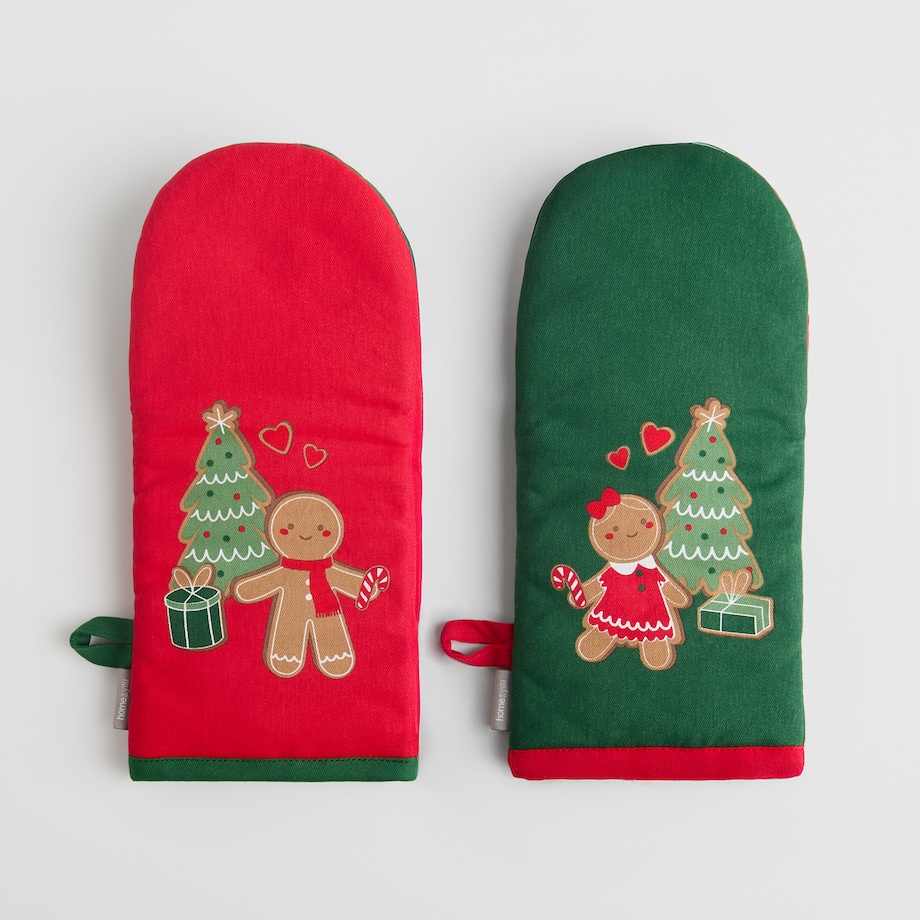 Komplet Rękawic Kuchennych Ginno 14x30 cm z motywem piernika