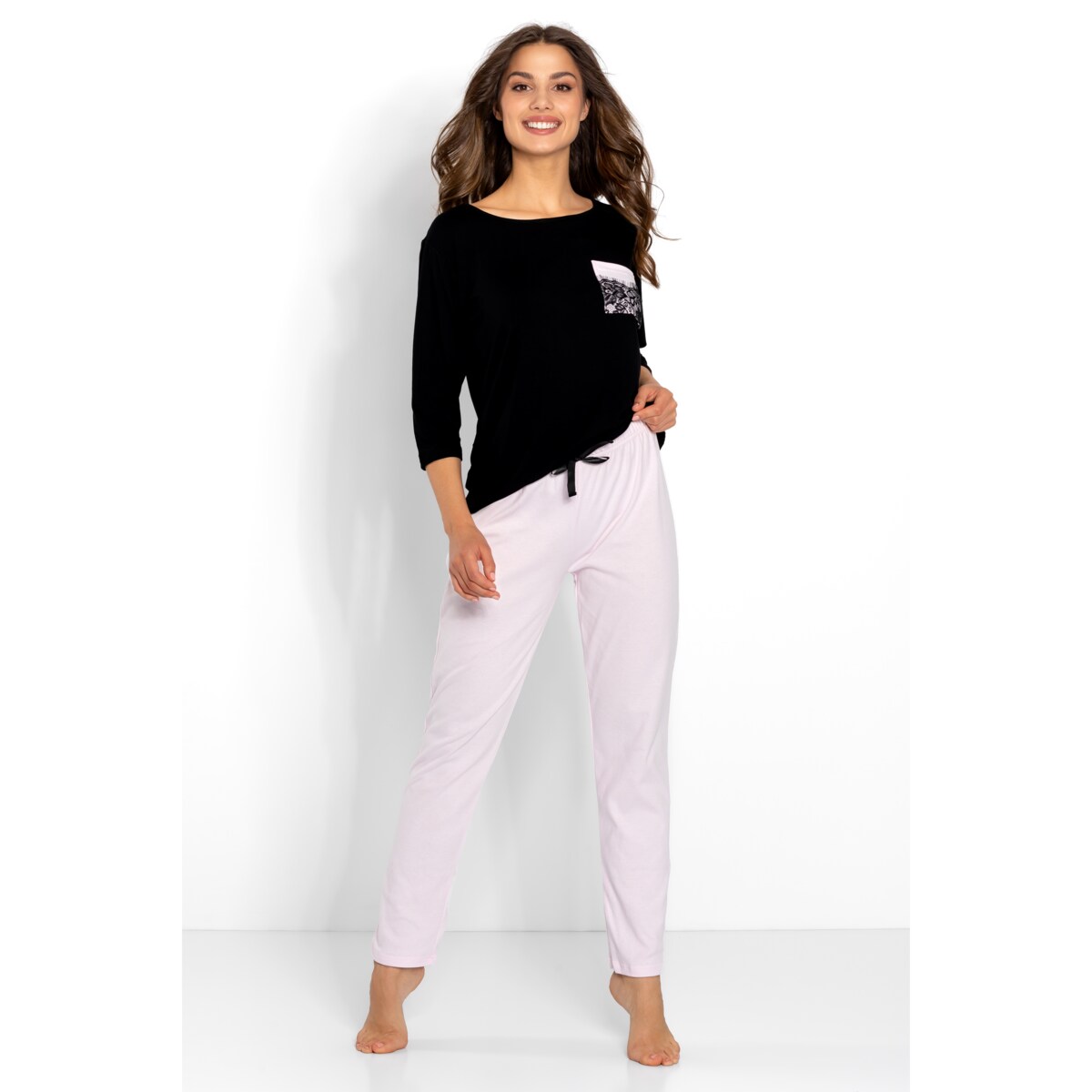 Piżama Ashley Black-Pink, L