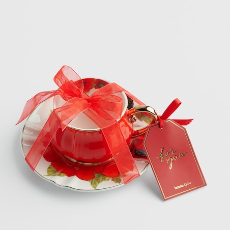 Filiżanka w opakowaniu prezentowym Lascivia z motywem kwiatowym