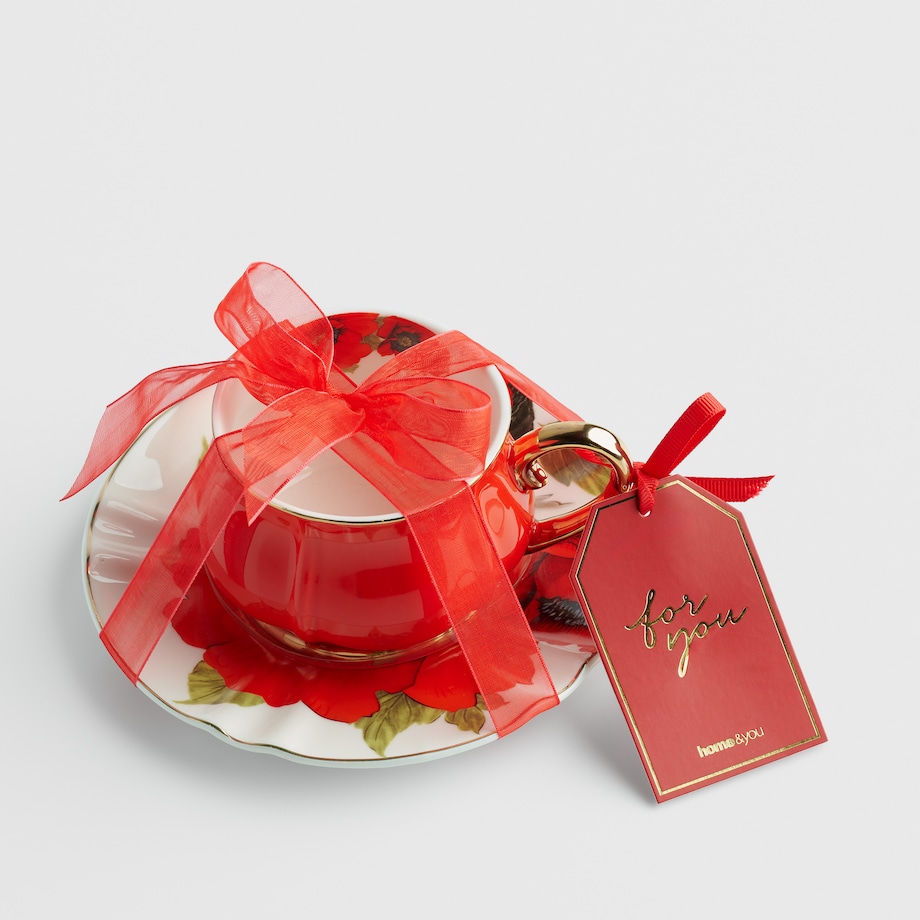 Filiżanka w opakowaniu prezentowym Lascivia z motywem kwiatowym