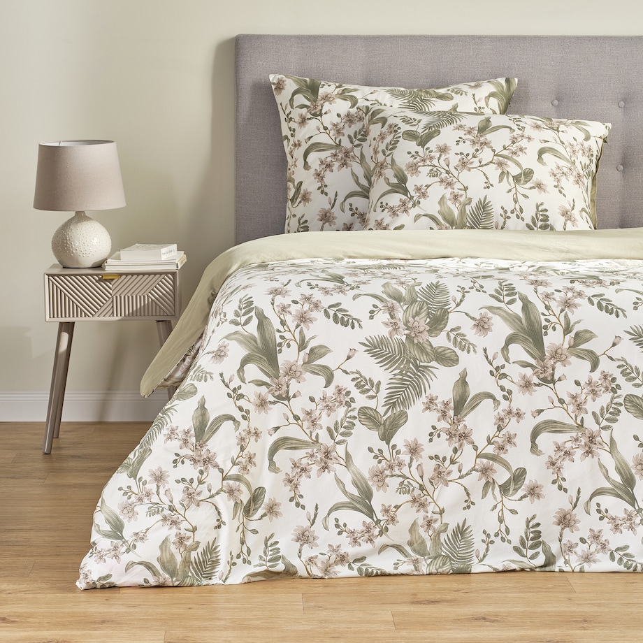 Pościel z bawełny satynowej Mirahob 200x220 cm z motywem roślinnym
