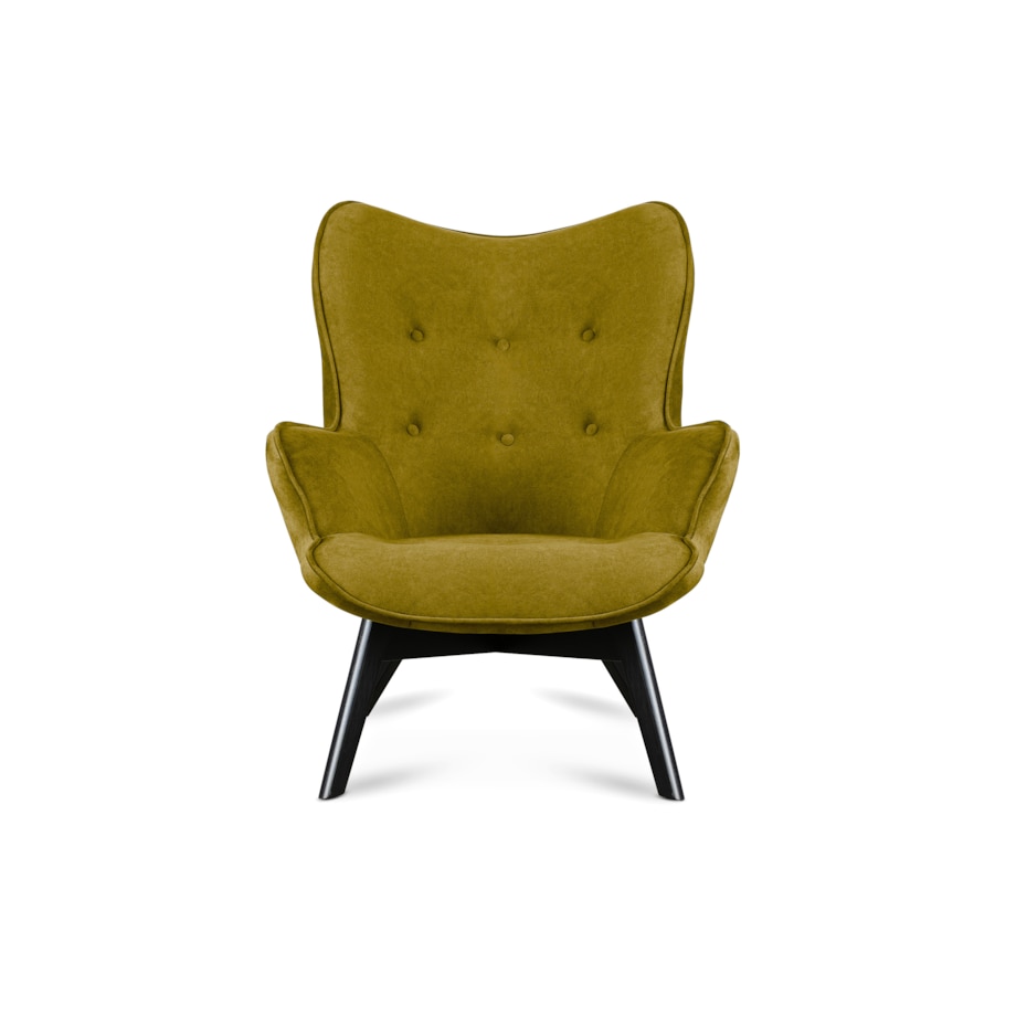 KONSIMO GLORI Fotel relaksacyjny welurowy z pikowaniem w jasnym odcieniu żółci